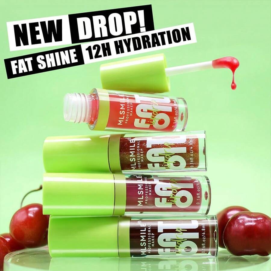 4 Colors Lip Oil Lip Glaze,Fat Lip Oil Drip,Big Brush Head Hydrating ...