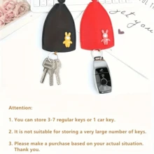 PU Leather Car Key Case With A 3D Rabbit, Pull-Out Cute Large-Capacity Car Key Case, Car Key Keychain Holder Hook - Multicolor - View 9