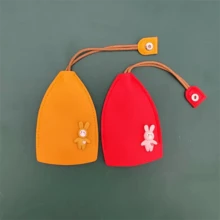PU Leather Car Key Case With A 3D Rabbit, Pull-Out Cute Large-Capacity Car Key Case, Car Key Keychain Holder Hook - Multicolor - View 8