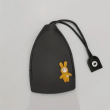 PU Leather Car Key Case With A 3D Rabbit, Pull-Out Cute Large-Capacity Car Key Case, Car Key Keychain Holder Hook - Multicolor - View 5