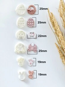 6Pcs Easter Polymer Clay Cutters Set, Easter Clay Earring Cutters For Polymer Clay Jewelry Making, Polymer Clay Earring Making Tools - White - View 5