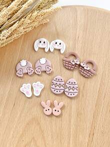 6Pcs Easter Polymer Clay Cutters Set, Easter Clay Earring Cutters For Polymer Clay Jewelry Making, Polymer Clay Earring Making Tools - White - View 2