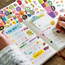 16 Sheets 1200 Stickers Plan Themed Label Stickers, Sun And Moon Diy Plan Sticker Set For Planner, Calendar, Budget, Holiday, Adult Work Journal - Multicolor - View 2