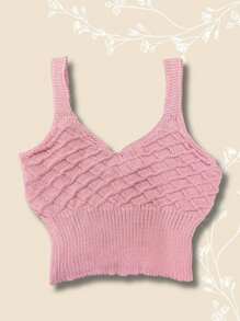 Top croche trico moda feminina promoção blusinha saida praia piscina - Rosê - Visão 1