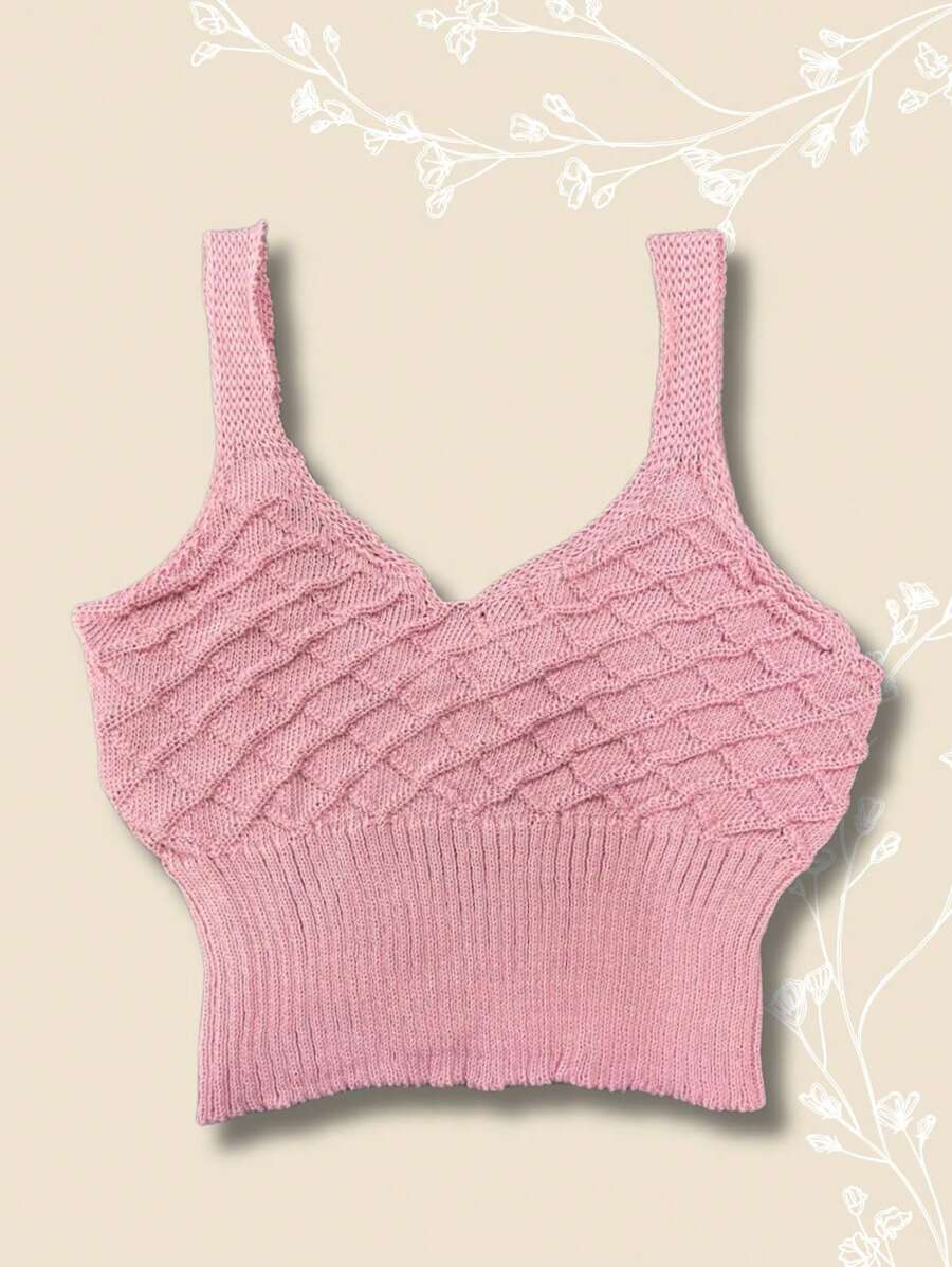 Top croche trico moda feminina promoção blusinha saida praia piscina - Rosê - Visão 1