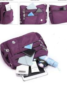 Bolsa Feminina Nylon Impermeável Tiracolo Boa Qualidade Compacto ref: b112 - Preto - Visão 4