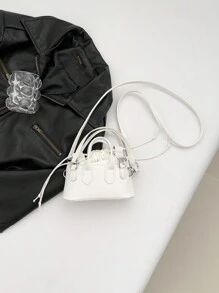 Mini Crocodile Printed Handheld Crossbody Cosmetic Pouch Bag - White - View 9