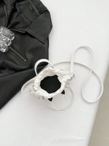 Mini Crocodile Printed Handheld Crossbody Cosmetic Pouch Bag - White - View 4