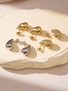 1 đôi Premium & Tối giản Thiết kế Giọt nước & Gầy Cong Hình dạng Thép không gỉ Mạ vàng Bông tai stud , Thích hợp Đối với Mặc hàng ngày NỮ - Loại C - Xem 1