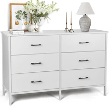 47.3'' Drawer Dresser Chest Of 6 Drawers For Bedroom, Steel Frame, Black Storage Cabinet - trắng - Xem 1