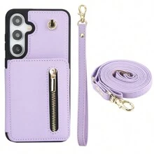 Vỏ điện thoại dạng ví đeo chéo Tương thích với Samsung Galaxy S24 S23 S22 S21 Plus Ultra Có dây đeo tay, Da PU có khe cắm thẻ tín dụng Giá đỡ chân đế Vỏ túi điện thoại chống sốc - Màu tím hoa cà - Xem 19