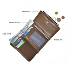 Fashionable Minimalist INS Zip Tri-Fold Women Wallet Large Capacity Card Holder And Coin For Women Wallet Purse Wallet Small Wallet - Coffee Brown - View 4