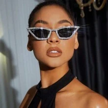 1pc Ladies' Fashionable Black Cat Eye Fashion Glasses With Rhinestone Decoration For Daily Use Royal Shades Beach Accessories Beach Accessories For Women Glasses Shades Basics Fall Winter Women Outfits Clothes Business Casual Gifts For Summer Beach Vacation,Outdoor,Travel - Black - View 8