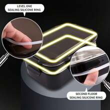 1 hộp đựng cơm trưa chống rò rỉ bằng thép không gỉ 2 lớp dung tích 1200ML, hộp đựng cơm Bento, đồ dùng học tập, quà tặng Giáng sinh - đen - Xem 7