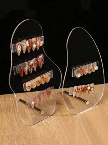 2 piezas de soporte acrílico asimétrico para exhibir uñas postizas, estante de exhibición transparente, estantería para exhibición de manicura, para vacaciones en la playa, colección de baño, colección de dormitorio, de gran capacidad - transparente - Ver 1