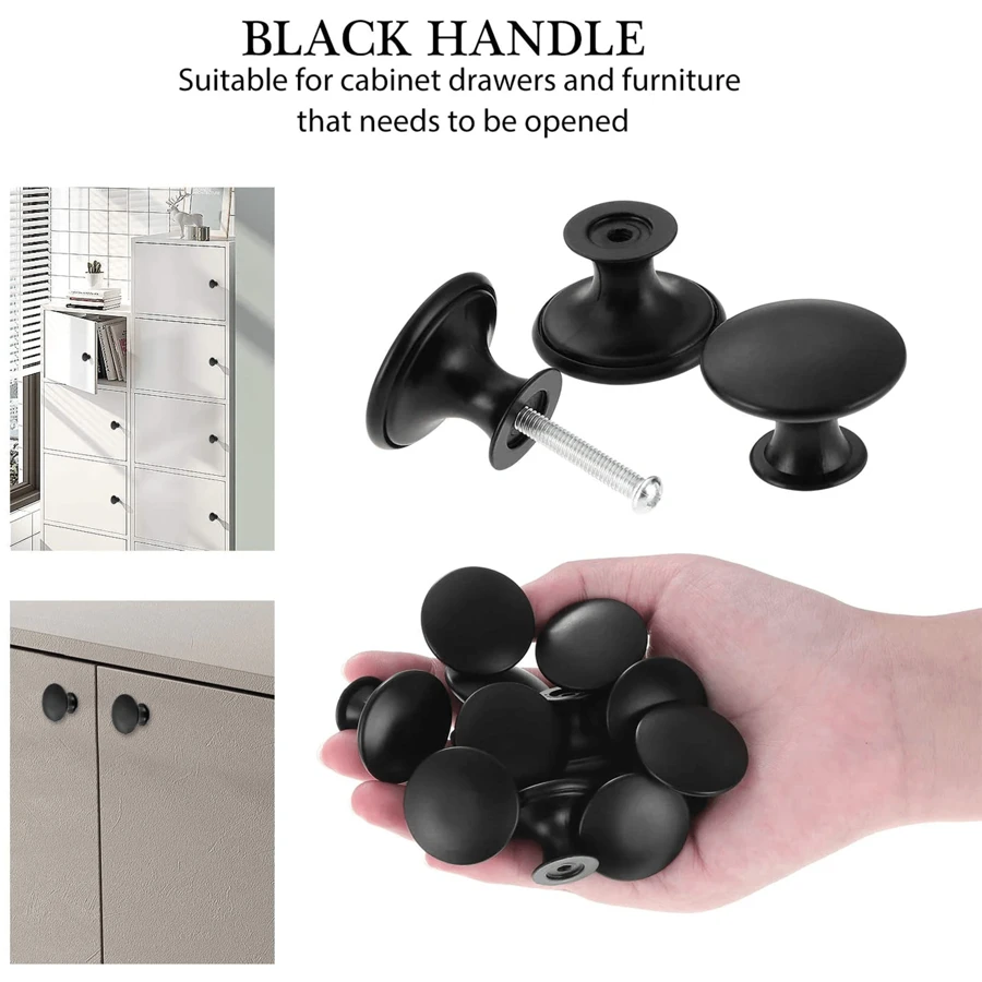 10 Tiradores De Cajones Redondos De 1,18 Pulgadas, Color Negro Mate, Para Puertas De Armarios De Cocina Y Armarios De Muebles, Adecuados Para Tiradores De Tocador