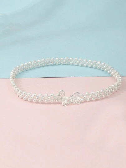 1st Girl Pearl & Butterfly Decor Midjebälte