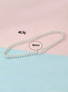 1pc Girls Pearl & Butterfly Decor Waist Belt - White - View 2