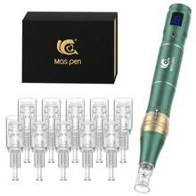 Tần số cao và tắt tiếng chuyên nghiệp Dermapen Điện không dây Microneedling Derma Pen với 10 hộp kim có thể thay thế Thiết bị làm đẹp Spa Chăm sóc da mặt - màu xanh lá - Xem 1