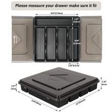 Cutlery Trays With Lids, Plastic Drawer Organiser Utensil Organiser For Kitchen Drawers, Adjustable Silverware Organiser Flatware Tray Drawer Insert For Knives, Garage Tools - Black - View 2