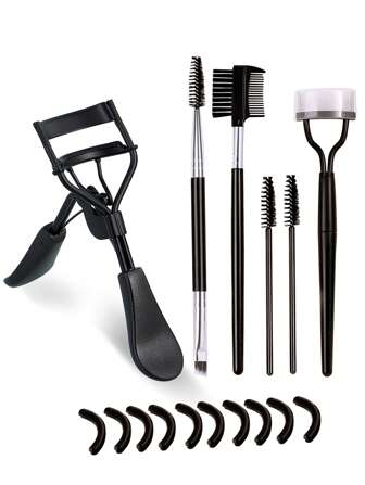 6-in-1 Wimpernzange-Set mit Wimpernzange, Wimpernkamm, Maskenbürsten, schräger Augenbrauenbürste und -kamm, 10 Silikonpolster für Wimpern & Augenbrauen, Make-up, günstig, Raumdekoration, Schminktisch, Reise, Schlafzimmer, Make-up Accessoires, Wimpernzange, günstig, Strumpfhalter, Make-up, Make-up Tools, günstige Sachen, Geschenke, Geschenke für Frauen, Weihnachtsgeschenke