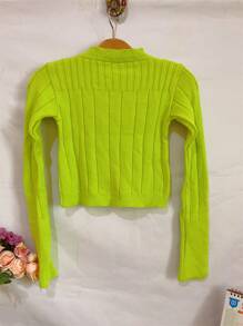 Women Knit Tops - 青檸色 - 查看 2