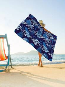 1入魚紋印花微纖維沙灘巾,可供多種尺寸沙灘毯,防曬披肩,適用於游泳,野營,運動,沙灘或健身房 - 彩色 - 查看 6