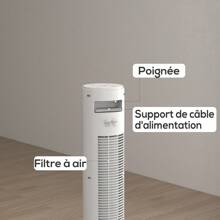 HOMCOM Ventilateur tour, avec télécommande, minuterie 12 heures, mode veille, 3 vitesses, ventilateur oscillant pour maison, chambre à coucher, bureau, blanc - Blanc - Voir 10
