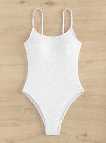 Maillot de bain une pièce slim sexy à texture unie pour l'été