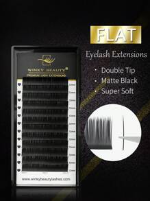 Winky Beauty Extensiones de pestañas planas de seda suave clásica en forma de elipse, color negro mate, con densa de puntas divididas, aspecto natural de visón falso, suministros profesionales de pestañas postizas para salón de belleza, 0.15mm 0.20mm 8-15mm racimos de pestañas, racimos de pestañas, pestañas individuales, pestañas, pestañas postizas