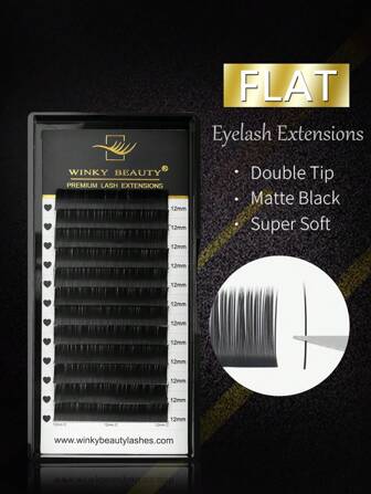 Winky Beauty Platta ögonfransförlängning matt svart mjuk siden klassiska ellipsfransar enstaka täta rader planterade individuella delade tips naturliga konstgjorda minkögonfransar professionella lösögonfransar tillbehör makeupverktyg för skönhetssalong 0,15 mm 0,20 mm 8-15 mm ögonfranskluster, ögonfranskluster, individuella ögonfransar, fransar, lösögonfransar