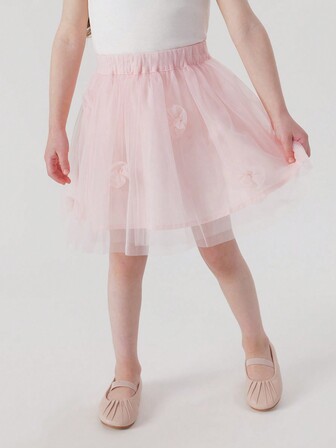 MARC&JANIE 少女甜美3D花朵網紗蓬蓬裙，適用於春季和夏季