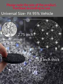 2pcs/Set Colorful Rhinestone Decor Car Cup Mats - Multicolor - View 4