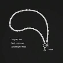 1條經典鋪鑽首字母扣貼裝飾假珍珠項鍊,適用於女士派對