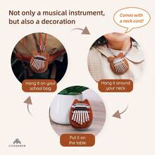 迷你八鍵拇指琴,便攜式可愛的桃花心木卡林巴樂器,多種風格的可穿戴吊飾禮物 - 彩色 - 查看 4