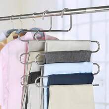 1 PC, Stainless Steel S-Shaped Trouser Hanger For Hanging Pants Special Hanger Household Multi-Layer Multi-Functional Wardrobe Built-In Storage Artifact - Silver - View 2