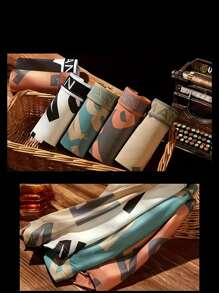 男士4入組隨機顏色舒適柔軟透氣時尚褲型短褲,運動印花內褲 - 彩色 - 查看 7