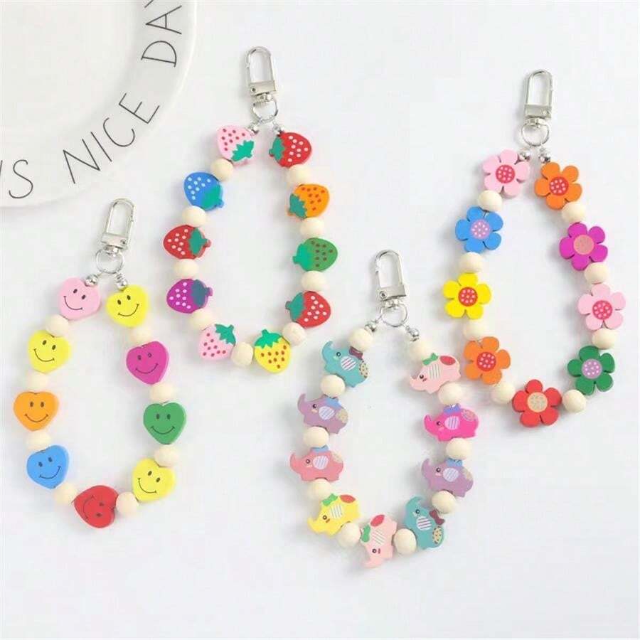 1 Miếng Nhiều màu Bằng gỗ Kết cườm Móc chìa khóa Đối với phụ nữ Với Dễ thương Con voi , Hoa Hướng dương & Thiết kế hoa , Cũng có thể sử dụng Như Vòng đeo tay Hoặc Túi quyến rũ - Nhiều màu - Xem 1