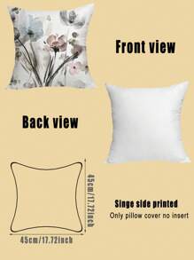 4pcs Ink-And-Wash Painting Style Floral Print Pillowcase (No Insert), Spring/Summer Country-Style Square Pillow Cover For Living Room/Sofa/Bedroom/Home Decorative Lumbar Cushion Cover, All-Seasons Universal Pillow Case