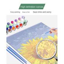 1 套 DIY 数字着色油画风景画，带木框，包括 2 支画笔