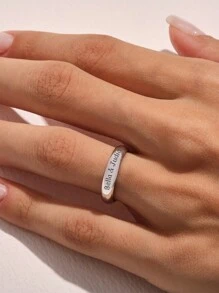 1 Pc S925 Sterling Silver Minimalist Charm Customizable Ring For Women And Couples Fine Jewelry Gift Valentine's Day Gift Birthday Gift,New Year Glamour - Silver - View 2