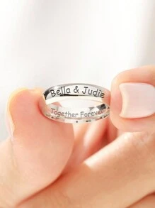 1 Pc S925 Sterling Silver Minimalist Charm Customizable Ring For Women And Couples Fine Jewelry Gift Valentine's Day Gift Birthday Gift,New Year Glamour - Silver - View 5