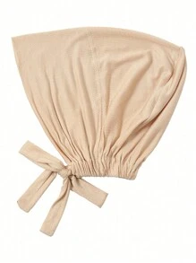 1 件女士长袍配饰时尚纯色松紧带头带围巾披肩头巾适合日常佩戴头带柔软头巾透气帽下女士面纱 - 米色 - 查看 3