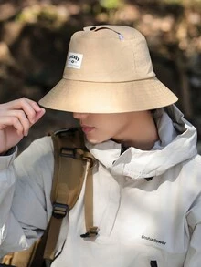 1個帶寬邊和可調節下巴帶的遮陽帽,可摺疊男女適用,適合戶外旅行,釣魚,徒步旅行和野餐 - 純色 - 查看 7