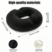 Pillow Seat Cushion Orthopedic,Tailbone & Coccyx Memory Foam Pillow Relieve Pain Pressure For Hemorrhoid,Surgery,Sciatica - Black - View 3