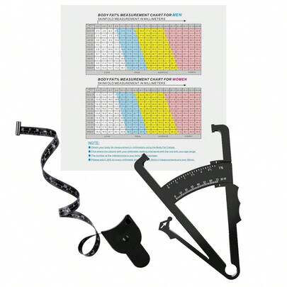 2024 New 3-Piece Skin Fold Caliper & Waist Tape Measure & Body Fat Percentage Reference Chart Set, Convenient Portable Body Fat Measurement Tool For Men And Women, Ideal For Fitness And Health Monitoring