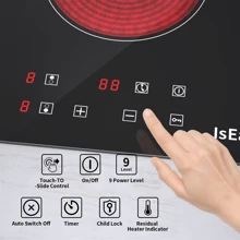 IsEasy Glass Ceramic Hob 2 Plates Frameless Timer TouchControl Built-In Black 3000W - Phích cắm loại C của EU (220-240V) - Xem 3