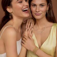 TUANZISP Conjunto de 5 brazaletes de cuentas doradas hechas a mano, regalo personalizado de joyería de moda para mujeres