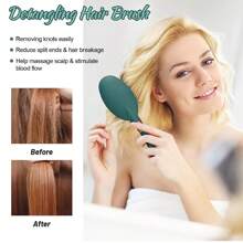 4 Pcs Hair Brush Set,Anti Static Massage Oval Comb,Detangling Brush Round Hair Brush Vent Hair Brush,Flexible Soft Pin Bristles For Long Thick Curly Wavy Dry Damaged Hair,Pack Of 4 Anti-Static Hair Tools For Women, Men & Kids: Oval Comb, Round Vent Brush, Detangling Paddle Brush For Wet/Dry Hair Massage & Shine - Green - View 9