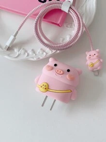 Cute Charger And Data Cable Protector Set Compatible With Apple 20w Charger, Including Cord Protector, Line Winder And Plug Cover As A 4pcs Set Charger Protector